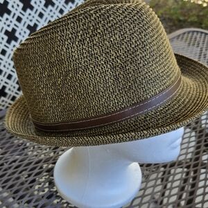 Brown Straw Fedora Hat